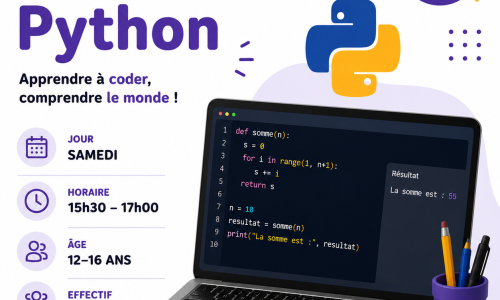 Cours hebdo Python – Samedi 15h30 – Groupe G2