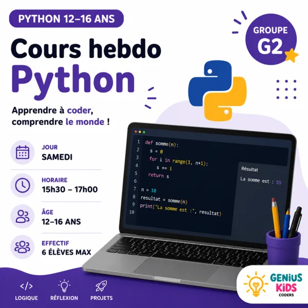 Cours Python – Samedi 15h30 – Groupe G2