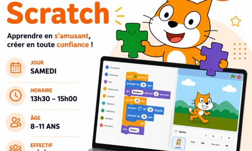 Cours hebdo Scratch – Samedi 13h30 – Groupe G4