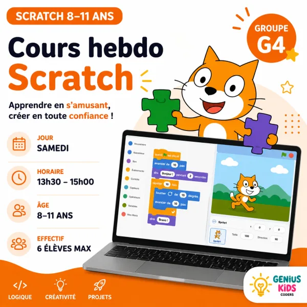 Cours Scratch G4 — Samedi 13h30 — Paiement annuel